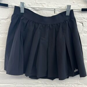 Alo yoga black mini tennis skirt with spandex shorts underneath